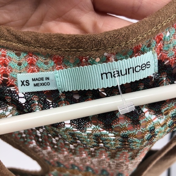 Maurices Fringe Boho Elephant Tribal Tank Top Shirt Safari Brown Size XS - Picture 5 of 9